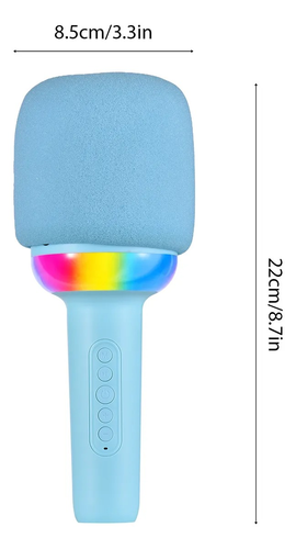 מיקרופון קריוקי משולב רמקול עם תאורת LED, חיבור BT ואפקטים קוליים - כחול 2