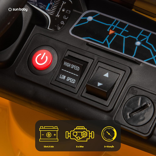 מכונית ממונעת 12V לילדים פורד ריינג'ר FORD Ranger עם שלט רחוק, אורות ומושב דמוי עור - שחור