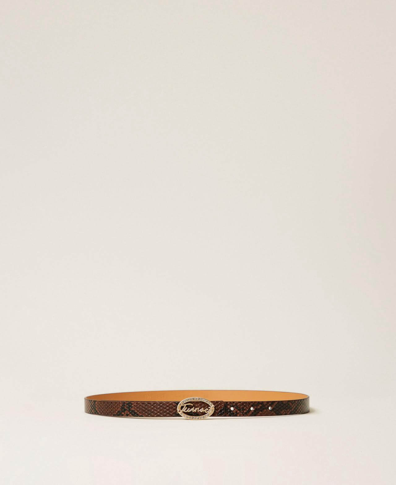 Animal print belt with buckle