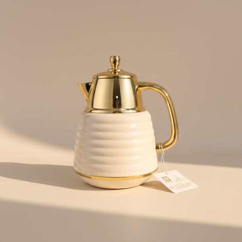 טרמוס פסים צבע קרם מבריק מוזהב 1 ליטר -Y.C.036451