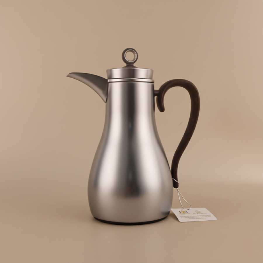 טרמוס דלה צבע כסף מט ידית עץ 0.7 ליטר -Y.C.036437