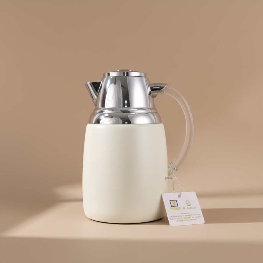 טרמוס צבע שנהב ידית ניקל 1 ליטר -Y.C.036413