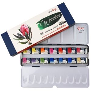 סט 14 טבליות צבעי מים בקופסת מתכת Rosa Gallery Botanical 