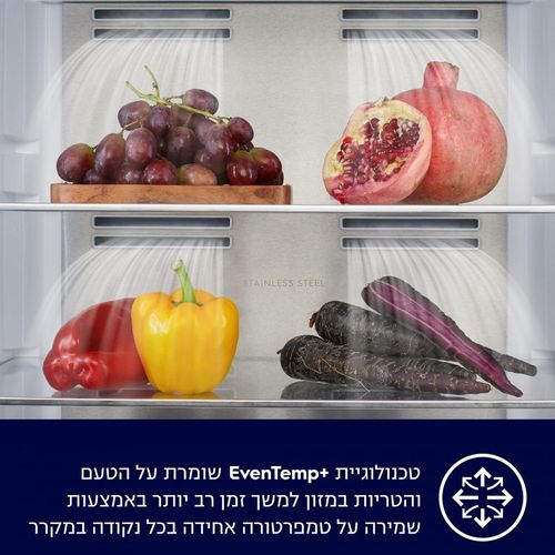 מקרר 4 דלתות חברת Electrolux דגם EQE5600BB שחור מט INVERTER כולל פיקוד שבת  מובנה 572 ליטר רוחב: 90 ס״מ