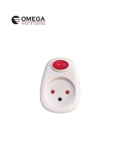 תקע שקע ישראלי מפסק מואר בטיחותי אומגה לבן דגם OMEGA OM-A-T1 בהספק 16A 3500W פתרון למכשירים ללא מפסק