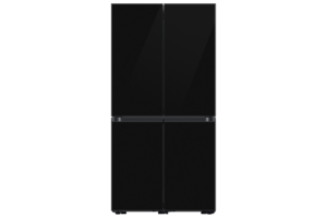 מקרר ביספוק 4 דלתות 648 ליטר samsung זכוכית שחורה פיקוד שבת הרב הלפרין מובנה RM70F63REW  גב פנימי לבן רוחב: 91.2 ס״מ