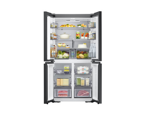 מקרר 4 דלתות בנפח 636 ליטר של חברת Samsung מסדרת BESPOKE דגם RF70DB9125BK-שחור זכוכית רוחב: 92 ס