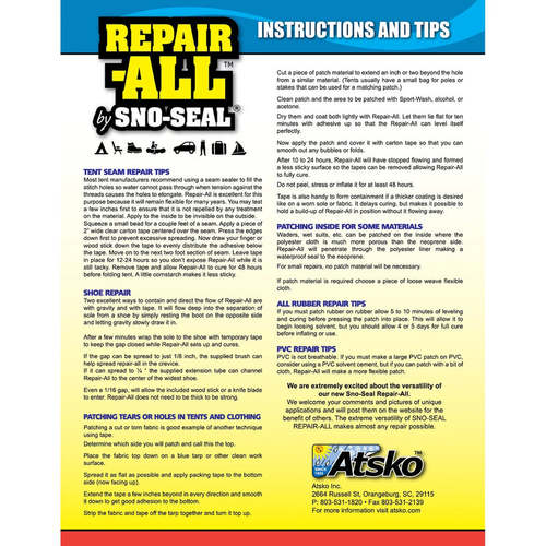 דבק REPAIR ALL לתיקון נעליים אוהלים ומוצרי PVC  - ATSKO