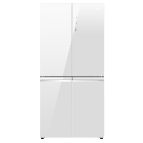 מקרר 4 דלתות Haier HRF4560FW 463 ליטר זכוכית לבן  כולל משמרת שבת אינוורטר No frost רוחב: 83 ס״מ