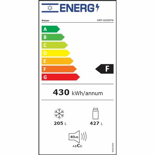 מקרר 4 דלתות Haier  מנוע אינברטר HRF6200FWM זכוכית לבן  632 ליטר נפח אישור משמרת שבת אוטומטי רוחב: 91 ס