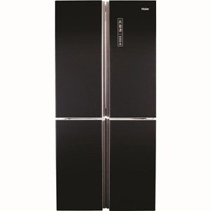 מקרר 4 דלתות Haier  מנוע אינברטר HRF6200FB זכוכית שחור  632 ליטר נפח אישור משמרת שבת אוטומטי. רוחב:91 ס"מ