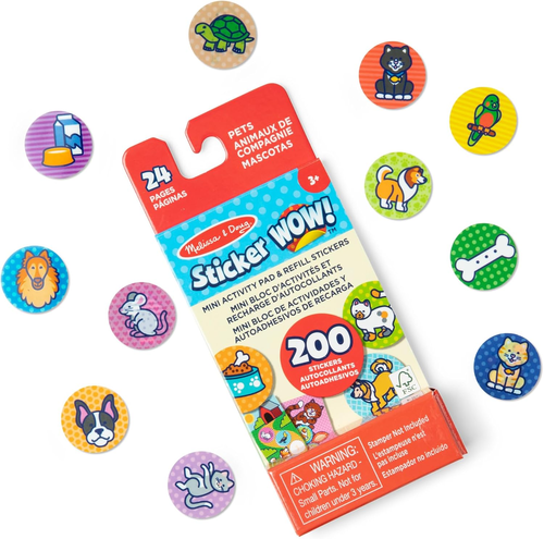 Sticker WOW! מיני חוברת פעילות ו סט מילוי 200 מדבקות למכשיר הדבקה אוטומטי - חיות מחמד
