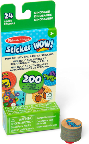 Sticker WOW! מיני חוברת פעילות ו סט מילוי 200 מדבקות למכשיר הדבקה אוטומטי - דינוזאורים