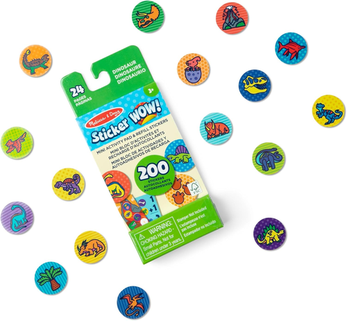 Sticker WOW! מיני חוברת פעילות ו סט מילוי 200 מדבקות למכשיר הדבקה אוטומטי - דינוזאורים