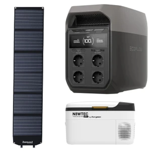 סט EcoFlow DELTA 3: תחנת כוח ניידת 1024Wh לבית ושטח | יבואן רשמי + פאנל כלול + מקרר 23 ליטר