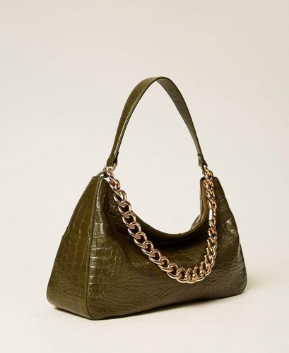 “Liliane” crocodile print leather bag