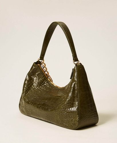 “Liliane” crocodile print leather bag