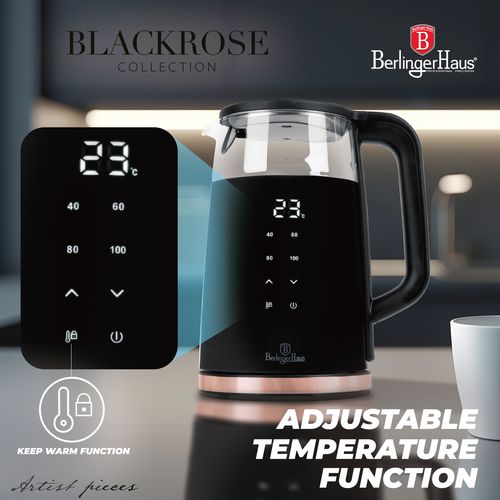 קומקום זכוכית חשמלי 1.7 ליטר Berlinger Haus Black Rose BH9477