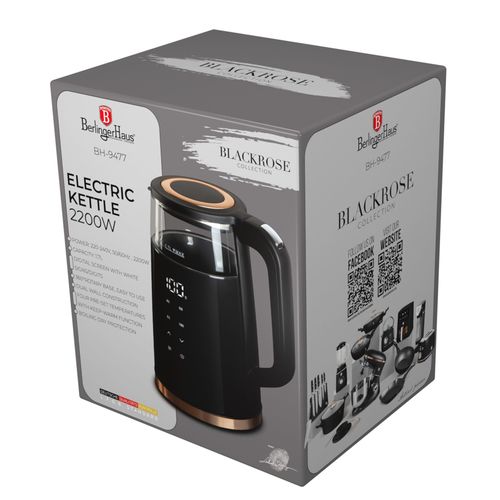 קומקום זכוכית חשמלי 1.7 ליטר Berlinger Haus Black Rose BH9477