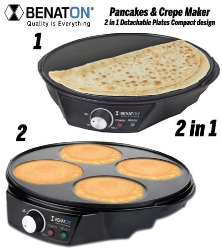 מכשיר להכנת פנקייקים + קרפים 2 ב-1 מולטיפונקציונלי – משטח נתיק קל לניקוי BT-1002