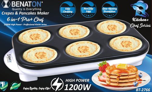 מכשיר להכנת פנקייקים וקרפים 6 ב- 1 מבית BENATON דגם BT-2766