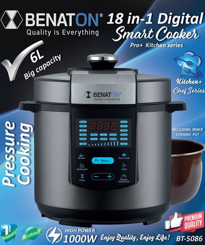סיר בישול חכם SMART COOKER בלחץ 18ב-1 המתקדם בעולם הבישול והאפיה BT-5086 מבית BENATON