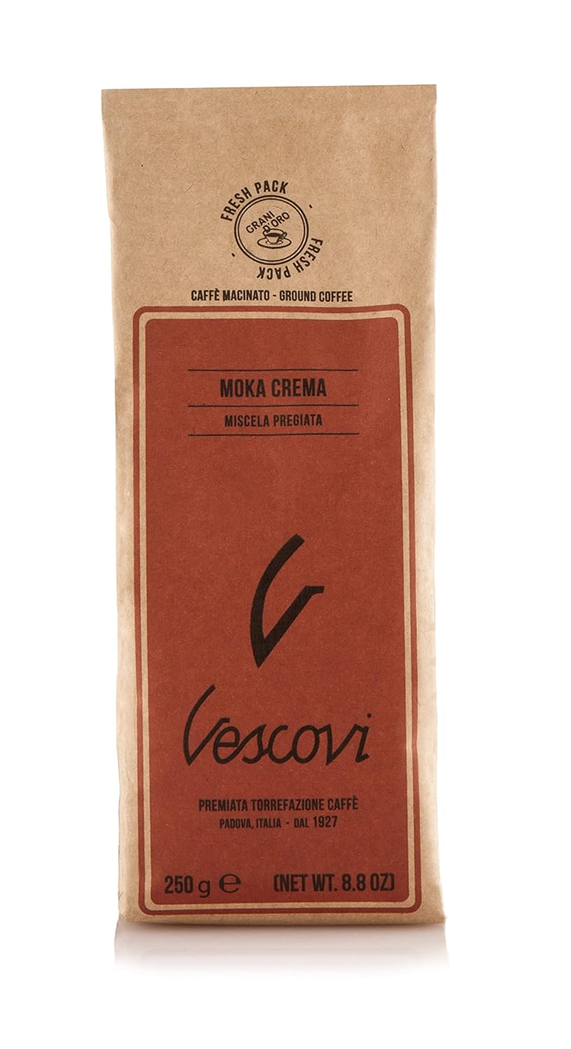 V Vescovi Moka Crema – אספרסו טחון איטלקי פרימיום – קפה צלוי בינוני – עבור Moka, French Press & Pour Over – 250 גרם