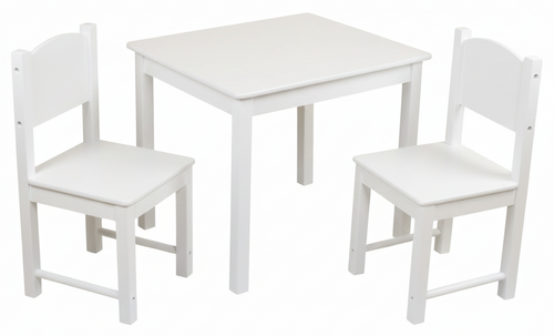 סט שולחן ו 2 כסאות מלא לילדים - לבן