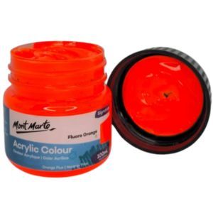 צבע אקריליק פלורסנט איכותי 100 מל 1112 Mont Marte -Fluoro Orange