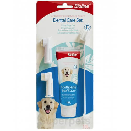 ביוליין ערכה דנטלית בטעם בקר Bioline Dental Care Set Beef