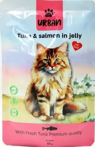 פאוץ' אורבן בשר טונה וסלמון לחתולים 85 גרם