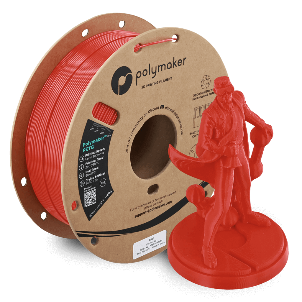 פילמנט PETG אדום 1 ק"ג 1.75 מ"מ-  Polymaker PETG Red