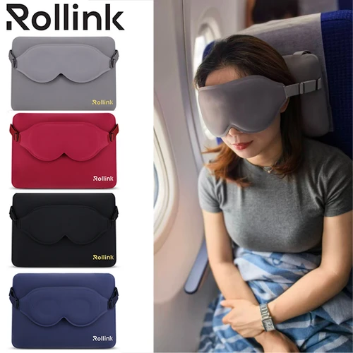 כרית לנסיעות וטיסות משולבת עם כיסוי לעיניים Rollink