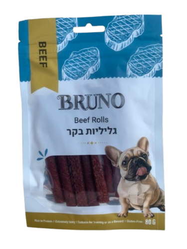 ברונו חטיף גליליות בקר 80 גר' לכלב