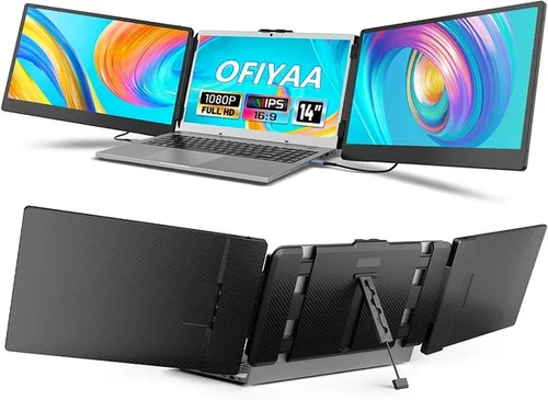 שני מסכים בגודל 14 אינץ' Tri-Screen S2 אופייה