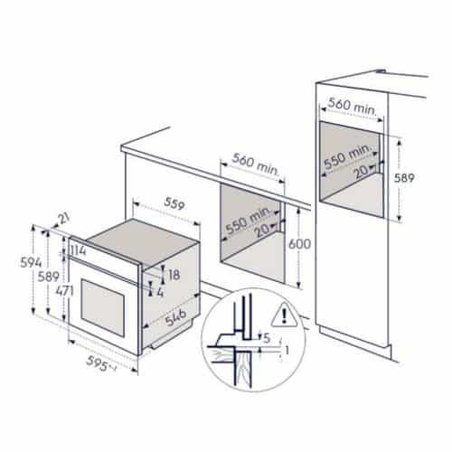 תנור בנוי חד תאי פירוליטי Electrolux EOH6526 נירוסטה– רוחב 59.4 ס