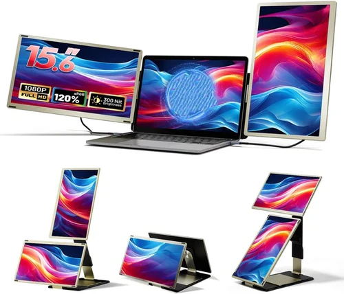שני מסכים בגודל 15.6 אינץ' Tri-Screen S6 Vertical אופייה