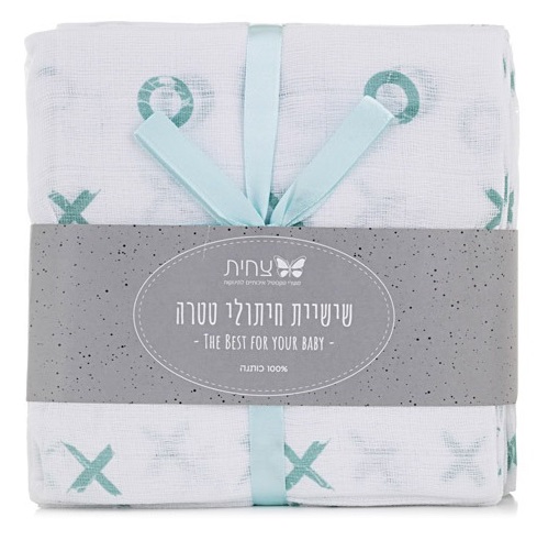 שישיית חיתולי טטרה מודפסים 100% כותנה טורקיז