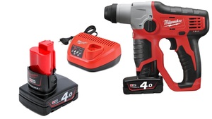 פטישון נטען 12V M12 H כולל 2 סוללות 4Ah מבית Milwaukee