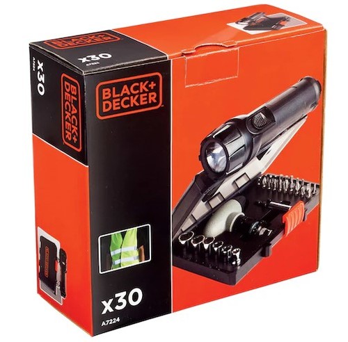 מארז מקרה חרום מברגה ופנס Black+Decker A7224-XJ