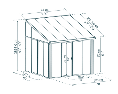פרגולה אלומיניום סגורה SanRemo אפורה 3X3 | מק