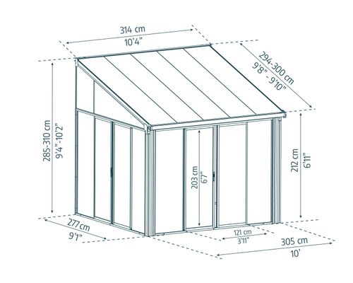 פרגולה אלומיניום סגורה SanRemo אפורה 3X4.3 | מק
