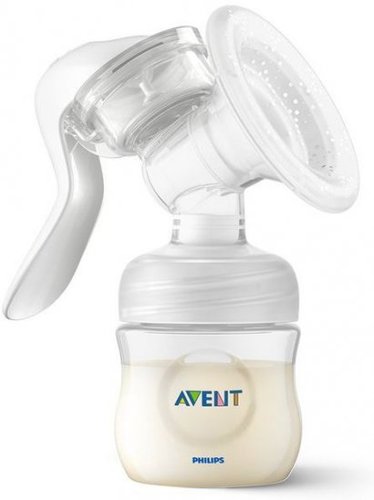 משאבת חלב ידנית נטורל מושן + 5 שקיות חלב מבית Avent - צבע שקוף