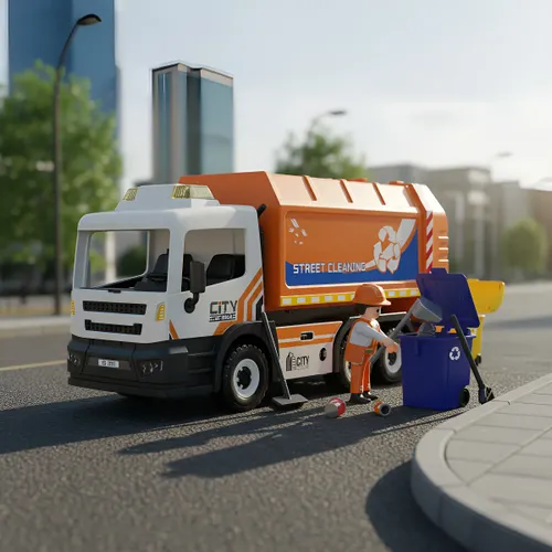 משאית אשפה עם אור וצלילים POWER PLANET