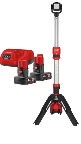 עמוד תאורה 12V נטען M12 SAL כולל 2 סוללות 4AH מבית Milwaukee