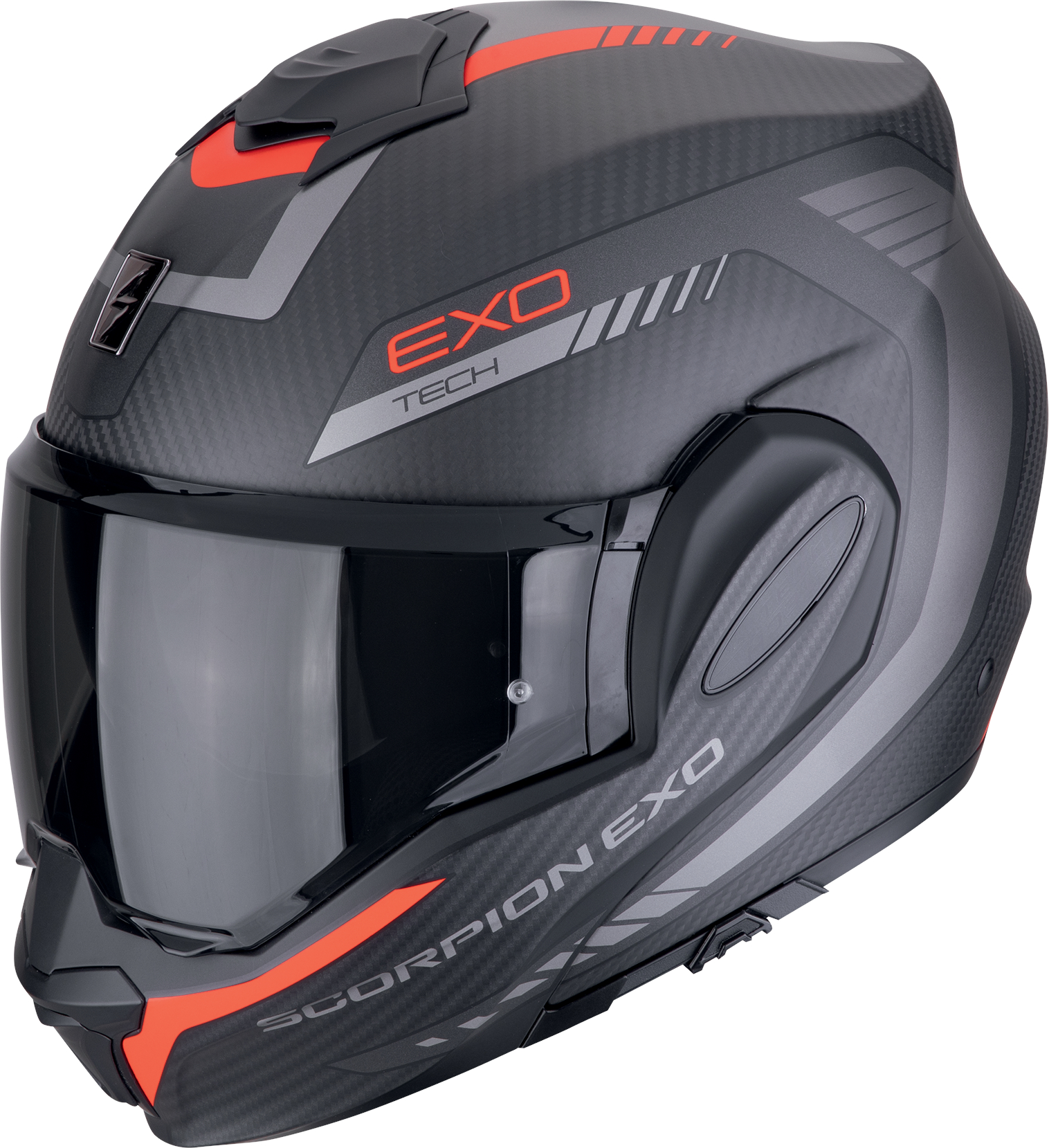 קסדת סקורפיון נפתחת קרבון שחור / אדום מט - SCORPION EXO-TECH EVO CARBON COSY
