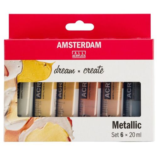 סט צבעי אקריליק מטאליים (6×20 מל) Amsterdam