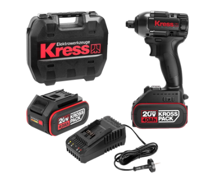 מברגת אימפקט/ מפתח גלגלים  400NM 20V + סוללה 20 וולט + מטען  4.0AH KRESS KU272.3