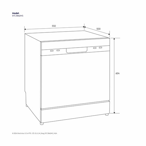 מדיח כלים קומפקטי Electrolux EFC3862MS – נירוסטה, 8 מערכות כלים, על השיש, 55 ס