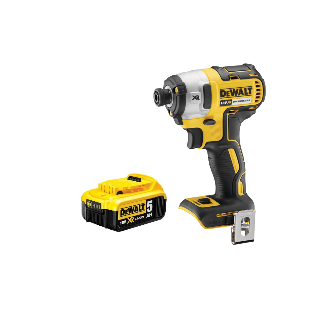 מברגת אימפקט נטענת DEWALT DCF887 BL 18V עם סוללוה 5 אמפר